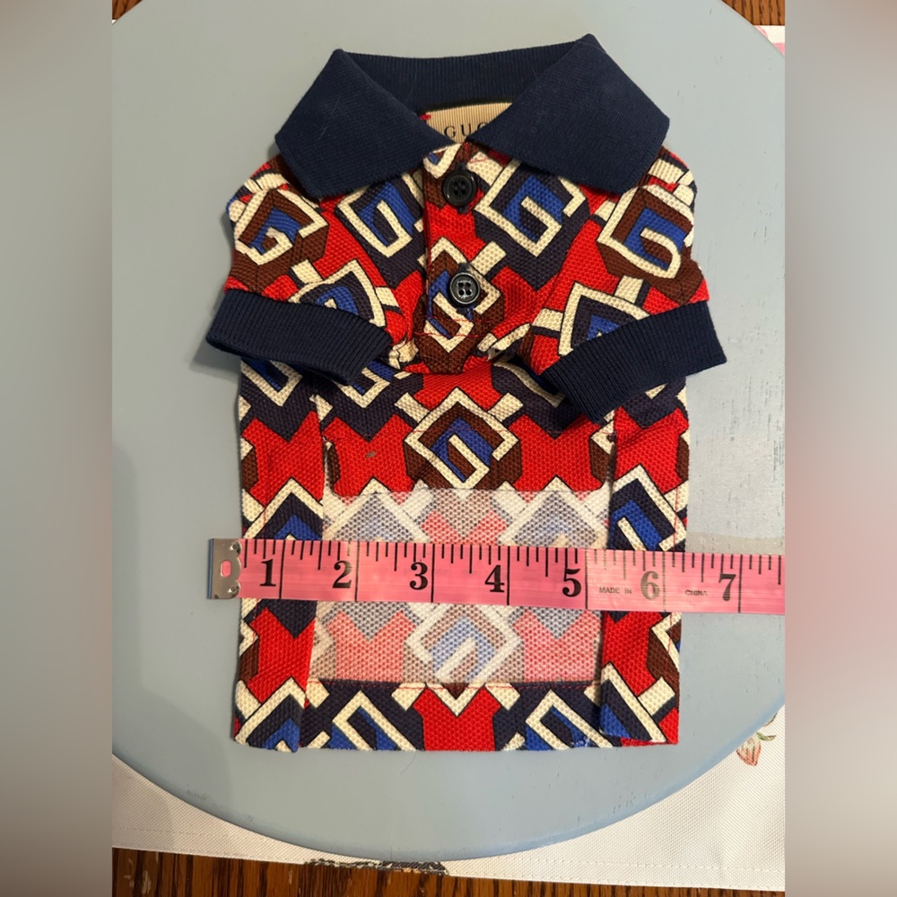 Gucci Red and Blue Geometric Dog Sweater - Picture 6 of 8